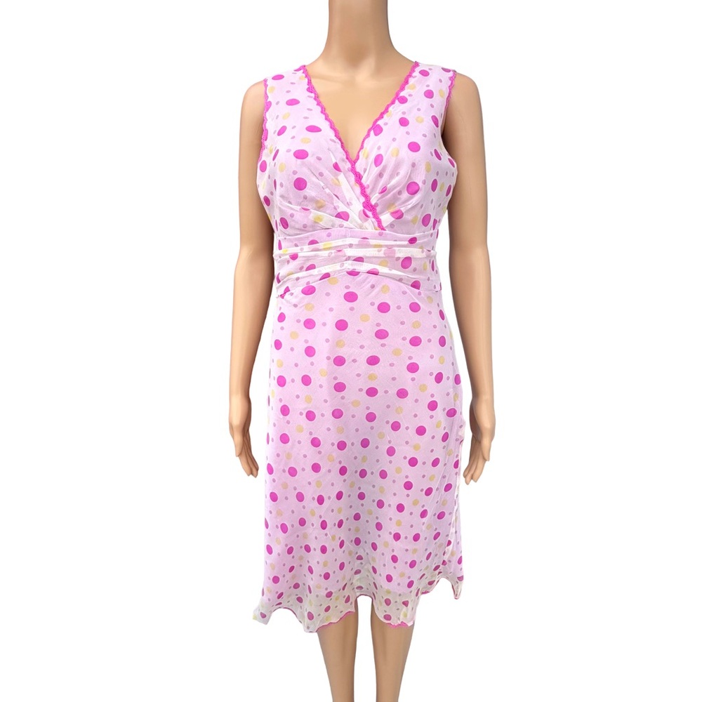 vintage pink polka dot silk slip dress y2k